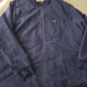 Jaanuu Women's Classic Scrub Jacket 2.0 Size 1X Navy Blue Color